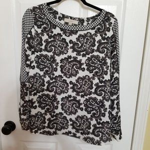 Loft Paisley Floral Black & White Tunic Top.